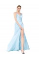 Buy Long Light Sky Blue Sleeveless Mermaid High Slit Formal Dress