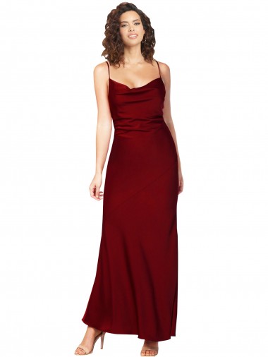Buy Long Burgundy Sleeveless Sheath Low Back Black Tie Formal Dress