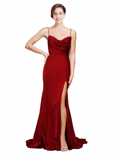 Buy Sweep Train Burgundy Sleeveless Sheath Open Back Black Tie Formal Dress