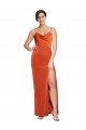 Buy Sweep Train Rust Sleeveless Sheath Open Back Formal Dress