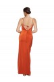 Buy Sweep Train Rust Sleeveless Sheath Open Back Formal Dress