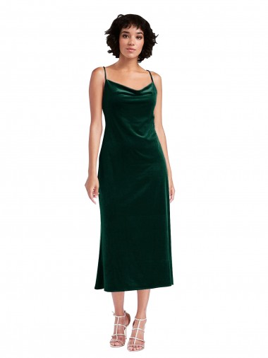 Buy Midi Length Dark Green Sleeveless Sheath Open Back Black Tie Formal Dress