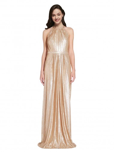 Buy Long Gold Sleeveless Sheath Formal Dress