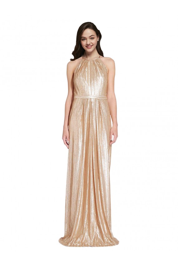 Buy Long Gold Sleeveless Sheath Formal Dress