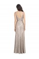 Buy Long Silver Sleeveless Sheath V-Back Front Slit Formal Dress