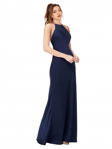 Buy Long Sapphire Sleeveless Sheath Open Back Formal Dress