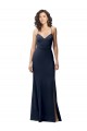 Buy Long Dark Navy Sleeveless Sheath Open Back Side Slit Formal Dress
