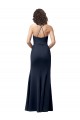 Buy Long Dark Navy Sleeveless Sheath Open Back Side Slit Formal Dress
