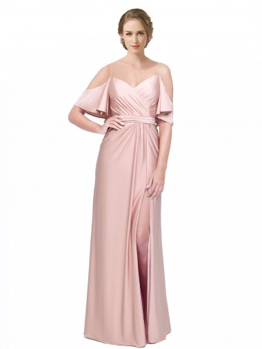 Buy Long Cold Shoulder Sheath Low Back Formal Dress