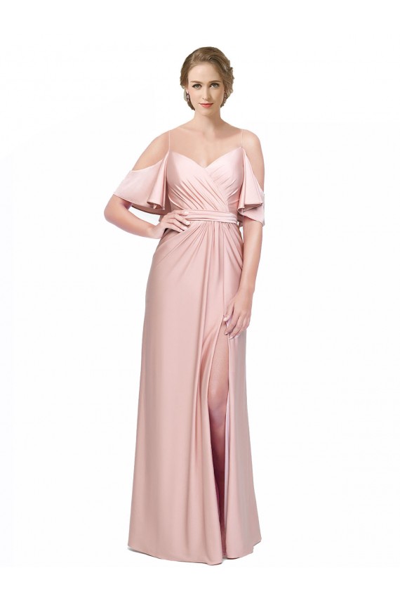 Buy Long Cold Shoulder Sheath Low Back Formal Dress