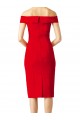 Buy Cocktail Length Red Sleeveless Sheath Stretch Crepe Formal Dress
