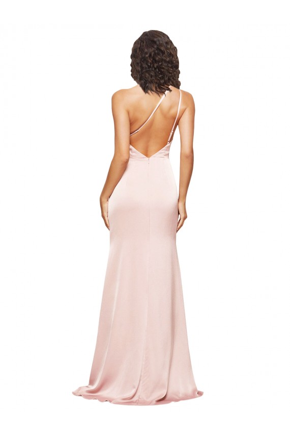 Buy Long Pink Sleeveless Sheath Low Back High Slit Formal Dress