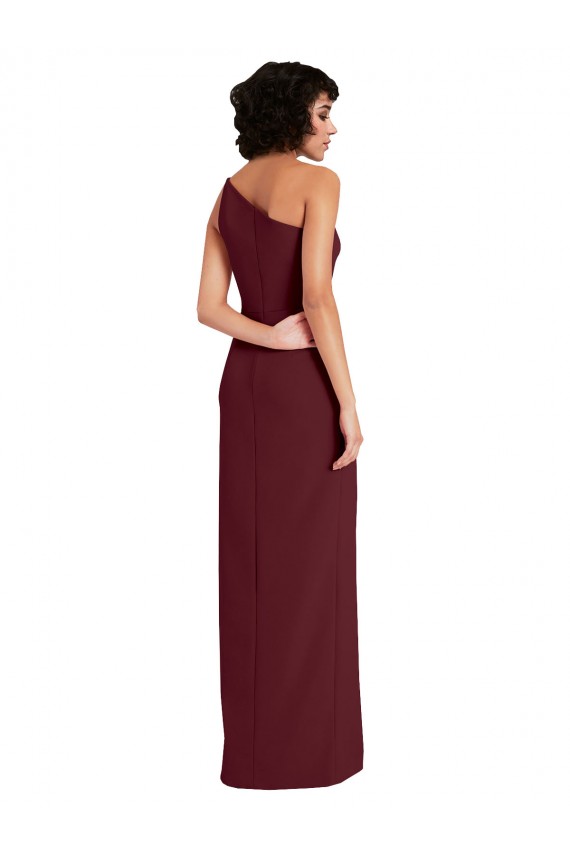 Buy Long Burgundy Gold Sleeveless Sheath Daring Slit Formal Dress