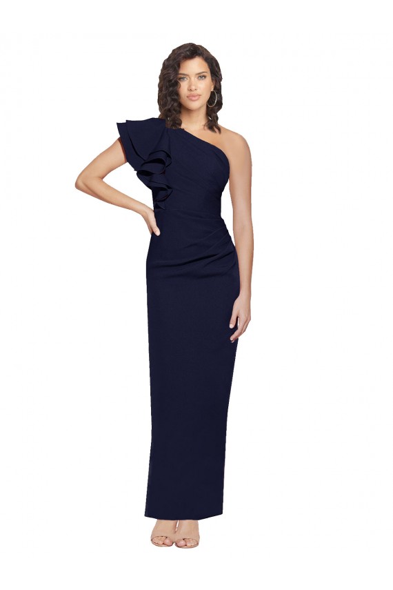 Buy Long Dark Navy Sleeveless Sheath Formal Dress