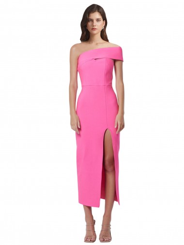 Buy Midi Length Fuchsia Sleeveless Sheath Formal Dress