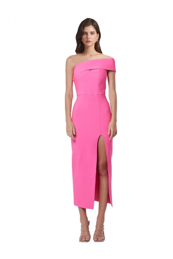 Buy Midi Length Fuchsia Sleeveless Sheath Formal Dress