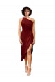 Buy Midi Length Burgundy Sleeveless Sheath Black Tie Formal Dress