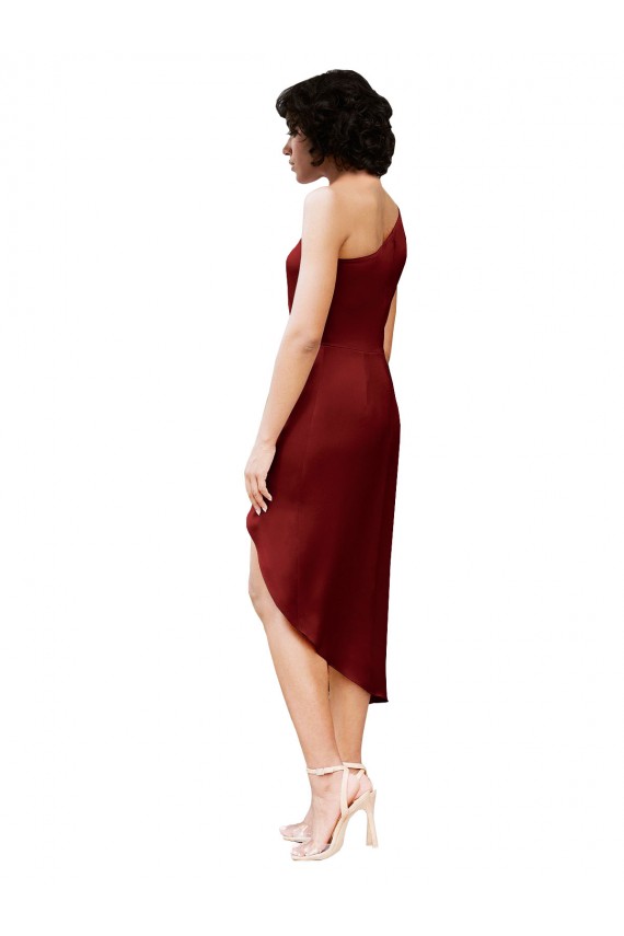 Buy Midi Length Burgundy Sleeveless Sheath Black Tie Formal Dress