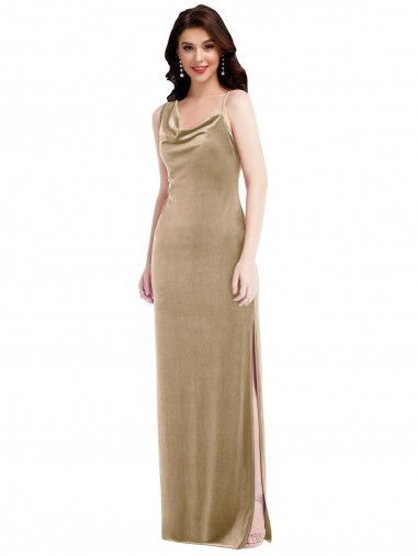 Buy Long Champagne Sleeveless Sheath Black Tie Formal Dress
