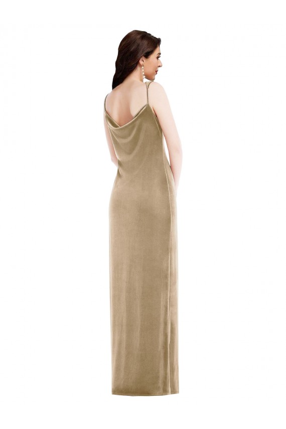 Buy Long Champagne Sleeveless Sheath Black Tie Formal Dress