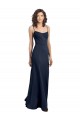 Buy Long Dark Navy Sleeveless Sheath Low Back Formal Gowns