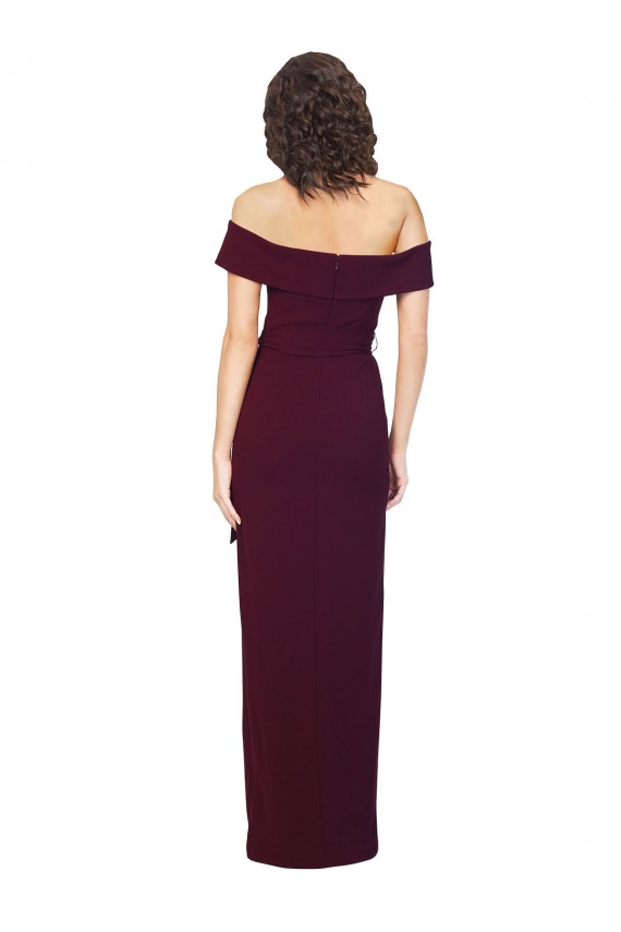 Buy Long Burgundy Gold Sleeveless Sheath Low Back Formal Dress