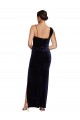 Buy Long Dark Navy Sleeveless Sheath Low Back High Side Slit Formal Dress