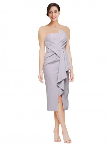 Buy Cocktail Length Arctic Lilac Sleeveless Sheath Low Back High Low Formal Dress