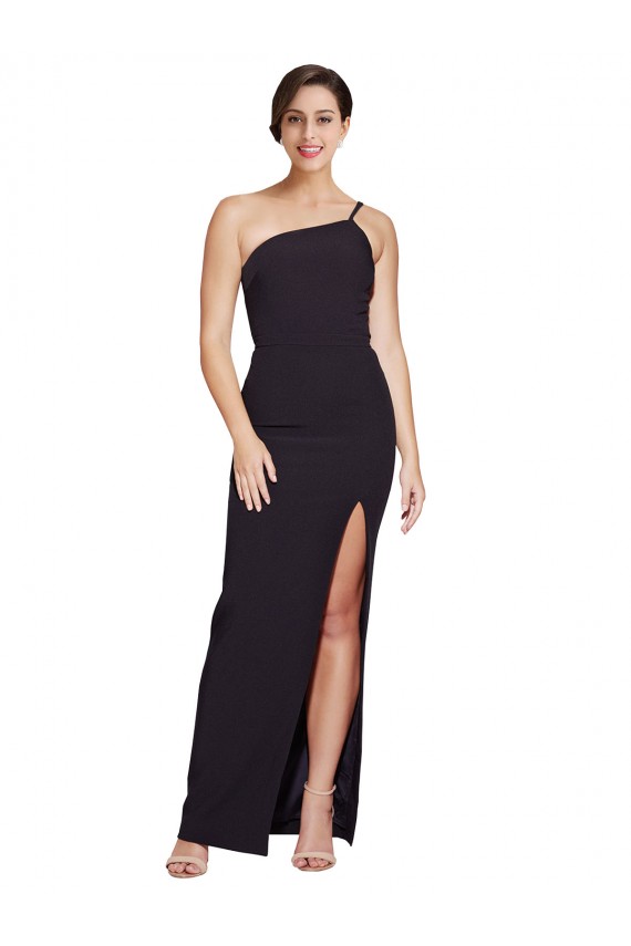 Buy Long Black Sleeveless Sheath Side Slit Formal Dress