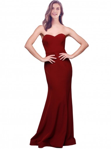 Buy Long Burgundy Sleeveless Sheath Low Back Formal Dress
