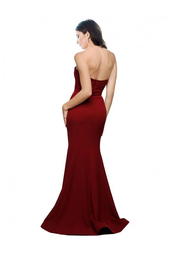 Buy Long Burgundy Sleeveless Sheath Low Back Formal Dress