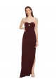 Buy Long Burgundy Gold Sleeveless Sheath Formal Dress