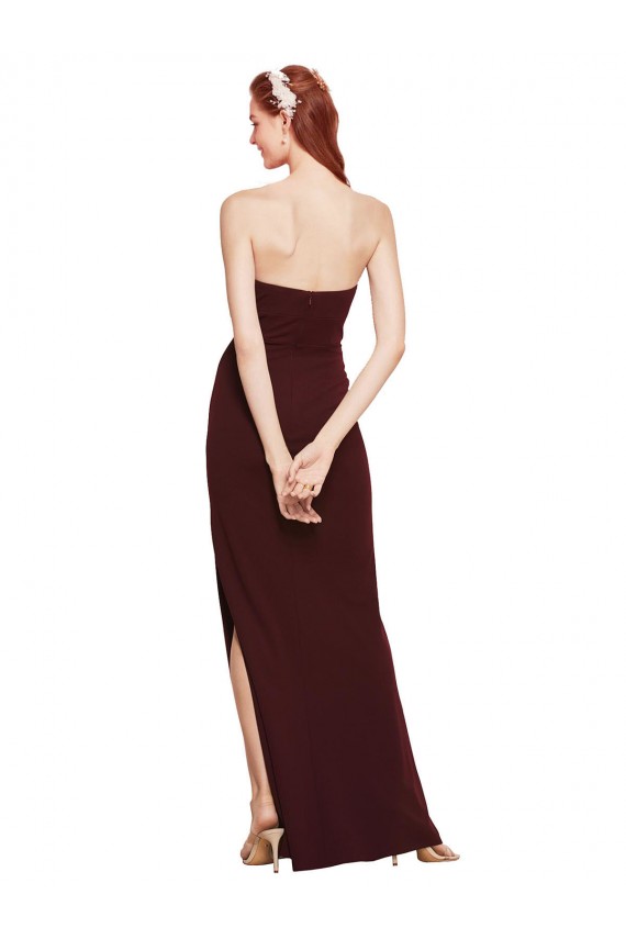 Buy Long Burgundy Gold Sleeveless Sheath Formal Dress