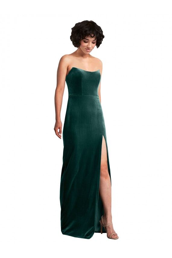 Buy Long Dark Green Sleeveless Sheath Low Back Black Tie Formal Dress