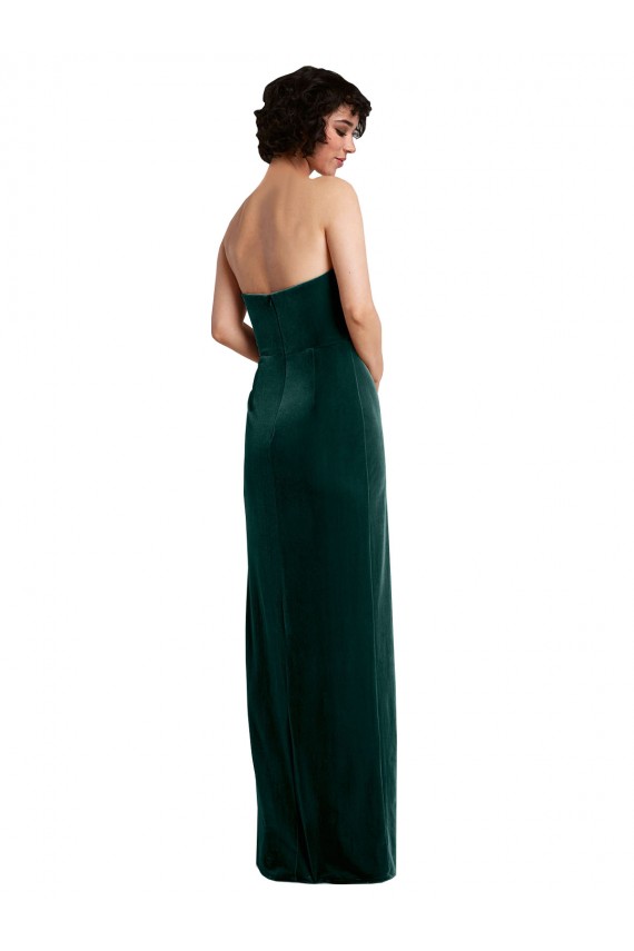 Buy Long Dark Green Sleeveless Sheath Low Back Black Tie Formal Dress