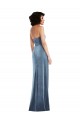 Buy Long Dusty Blue Sleeveless Sheath Low Back Stretch Velvet Formal Dress