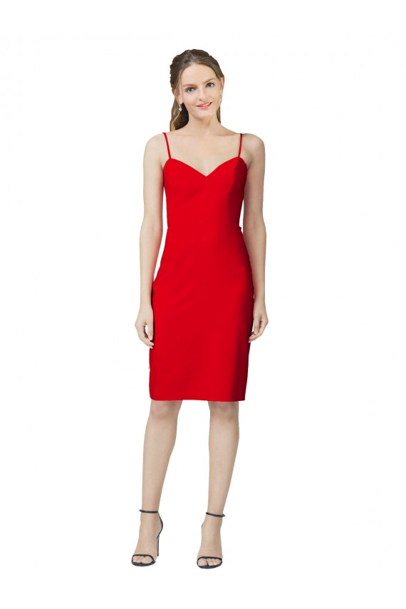 Buy Cocktail Length Red Sleeveless Sheath Formal Dress