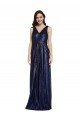 Buy Long Dark Navy Sleeveless Sheath V-Back Formal Dress