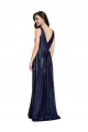 Buy Long Dark Navy Sleeveless Sheath V-Back Formal Dress