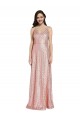 Buy Long Rose Gold Sleeveless Sheath Low Back Formal Dress