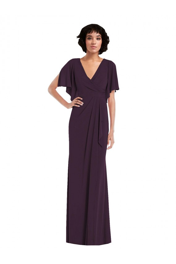 Buy Long Grape Split Sleeves Sheath Formal Dress