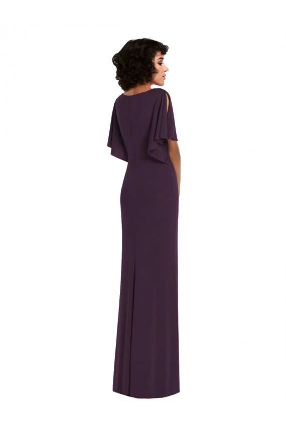 Buy Long Grape Split Sleeves Sheath Formal Dress