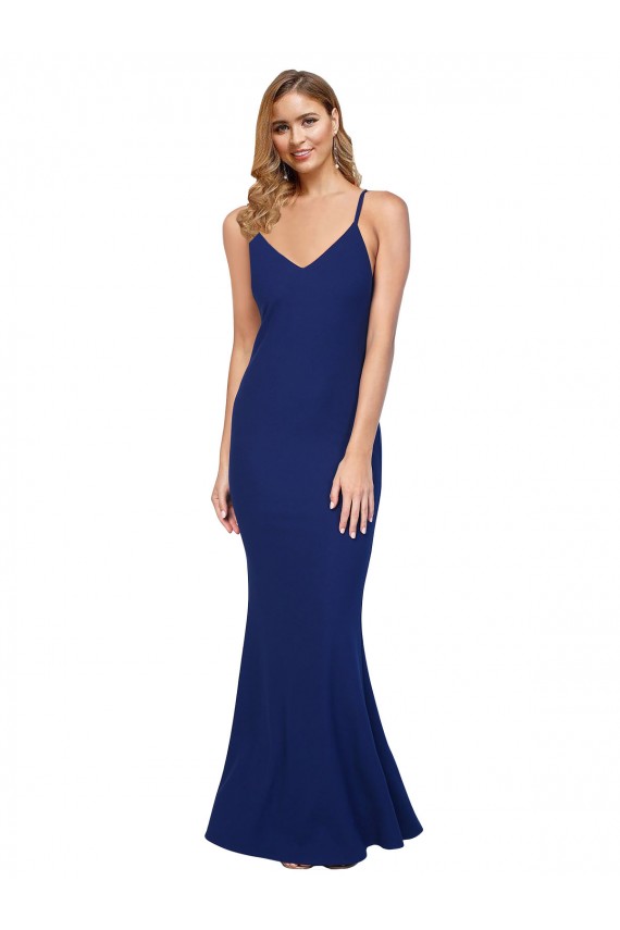 Buy Long Royal Blue Sleeveless Sheath Open Back Formal Dress