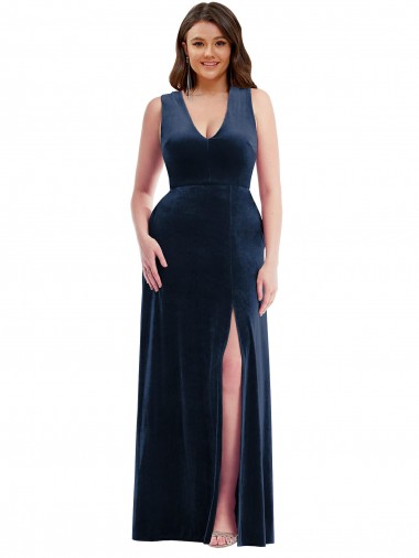 Buy Long Dark Navy Sleeveless Sheath Formal Plus Size Formal Dress