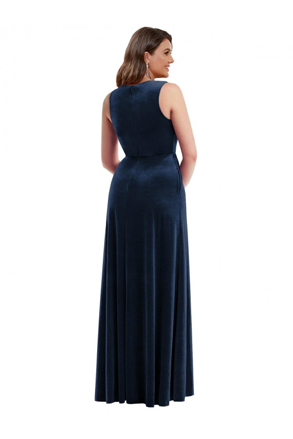 Buy Long Dark Navy Sleeveless Sheath Formal Plus Size Formal Dress