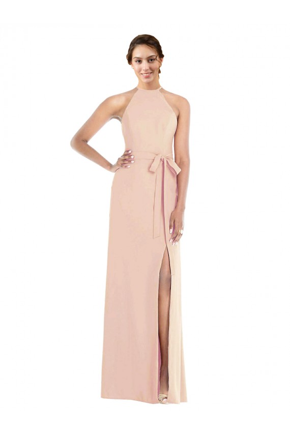 Buy Long Nude Sleeveless Trumpet Open Back Formal Dress
