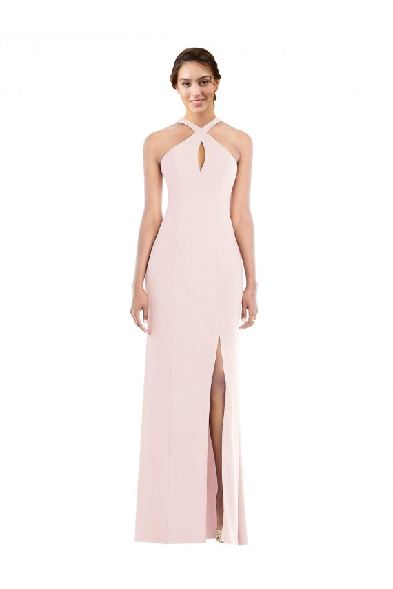 Buy Long Pink Sleeveless Trumpet Low Back Formal Gowns