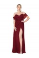 Buy Long Burgundy Cold Shoulder Trumpet V-Back Formal Dress