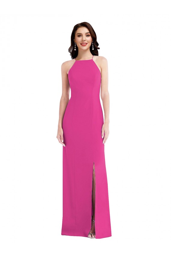 Buy Long Fuchsia Sleeveless Trumpet Open Back Formal Dress