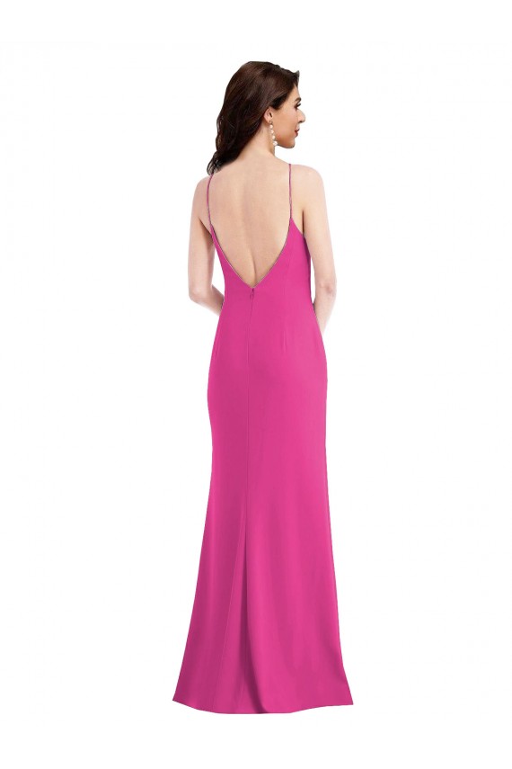 Buy Long Fuchsia Sleeveless Trumpet Open Back Formal Dress